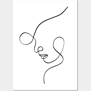 Minimal one line art woman face Posters and Art